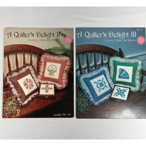 Pat Waters Cross Stitch Leaflets Quilters Delight II and III Quilt Designs 80's - Picture 8 of 8